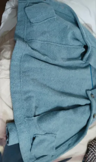 Chaqueta lana mujer color azul verdoso