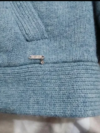 Chaqueta lana mujer color azul verdoso