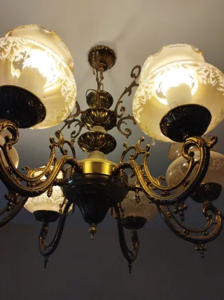 2 Lámparas de techo dorada y transparente