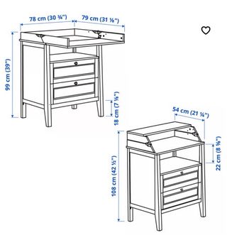 Mueble cambiador bebé madera sundvik