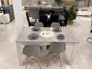 MESA DE COMEDOR FIJA + 4 SILLAS NORDICAS