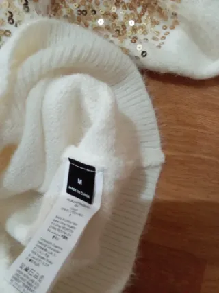 Jersey blanco lentejuelas doradas talla M