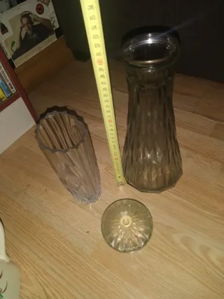 Jarrones floreros antiguos de cristal