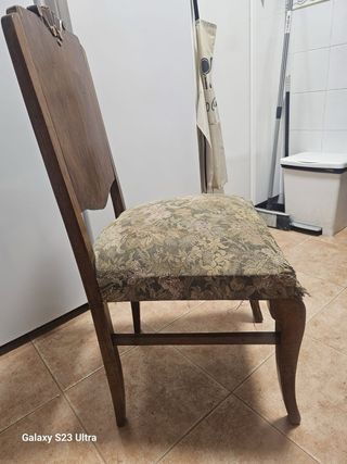 Silla vintage madera y tela. Necesita restauracion