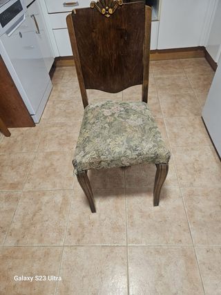 Silla vintage madera y tela. Necesita restauracion