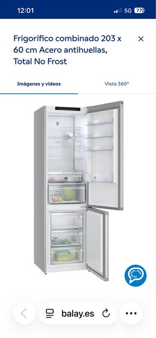 Frigorífico combinado 203 x 60 cm Acero antihuella