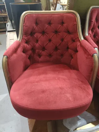 Pareja Butacas Terciopelo Rojo y Dorado