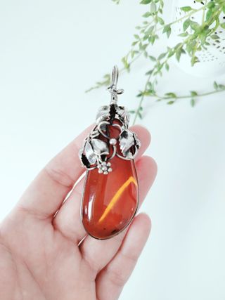 Colgante Art Nouveau Ámbar Báltico Plata