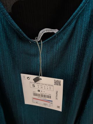 Camiseta Zara brillante azul/verde