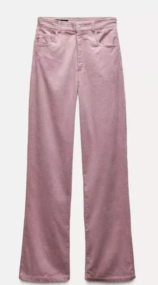 Pantalón pana Zara recto rosa