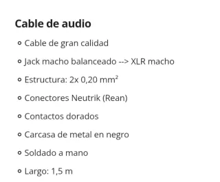 Cable Jack Macho a XLR Macho Cordial CFM 1,5 MV