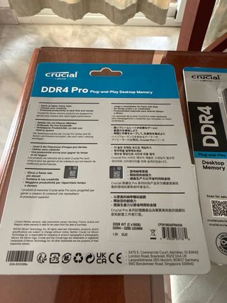 64Gb ram (2x(2x16GB) DDR4 3200MT/s Crucial pro.