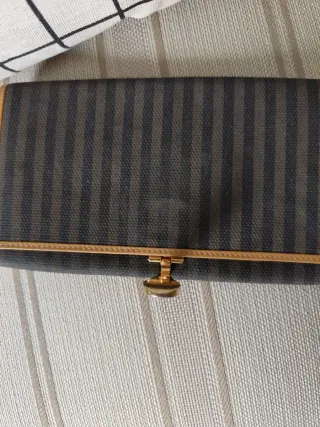Cartera Fendi Vintage Rayas Marrón Gris