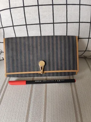 Cartera Fendi Vintage Rayas Marrón Gris