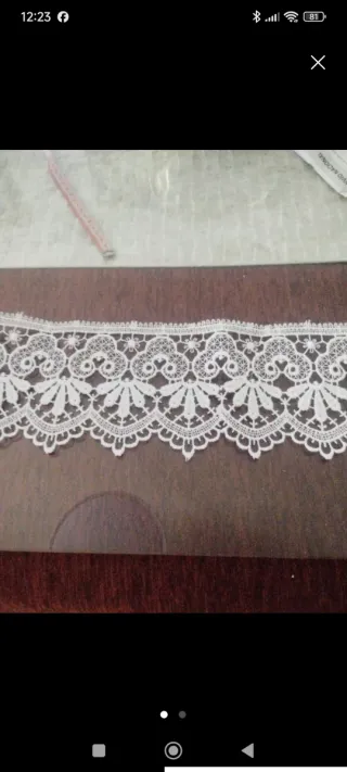 Tira de encaje blanco bordado