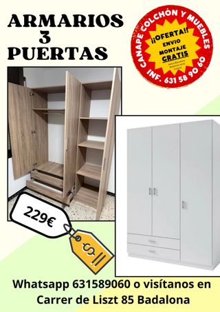 Armario 3 puertas madera