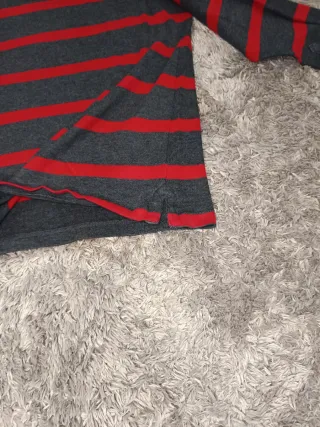 Polo Sfera Rayas Gris y Rojo Manga Larga