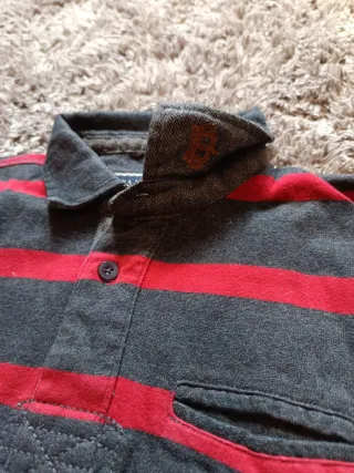 Polo Sfera Rayas Gris y Rojo Manga Larga