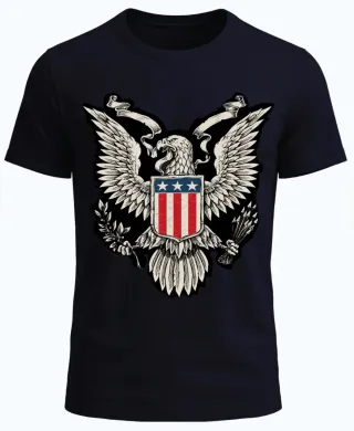 Camiseta Negra con Águila Americana