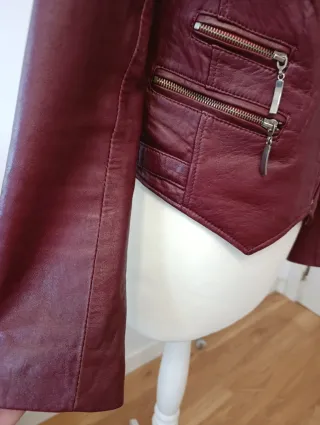 Cazadora Piel Burdeos