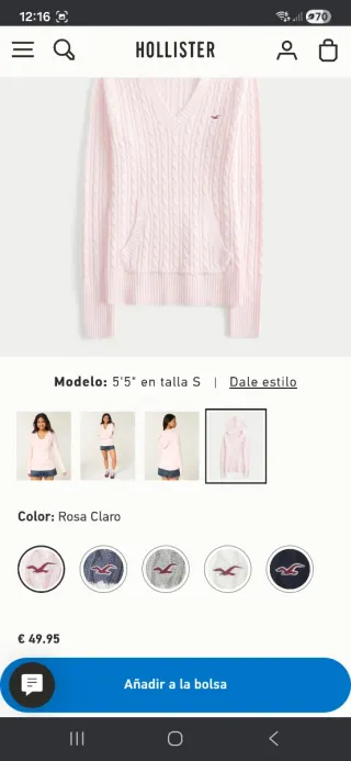 Jersey Hollister rosa talla XS