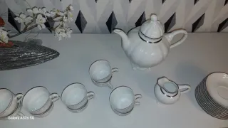 Juego de té porcelana blanco