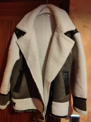 Cazadora Serraje y Borreguito Verde/Blanco