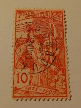 Sello Suiza 1900 Unión Postal Universal valor 10Rp