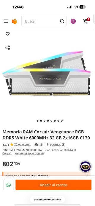 Corsair Vengeance RGB DDR5 32GB CL30