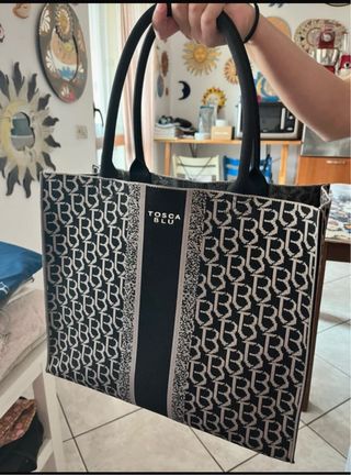 Borsa Tosca Blu stoffa beige/nera con dust bag