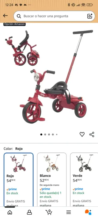 Triciclo Evolutivo Bebé Plegable Rojo