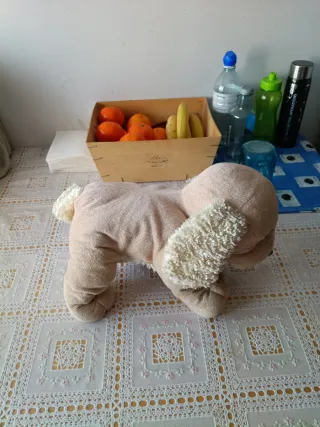 Peluche perro grande beige