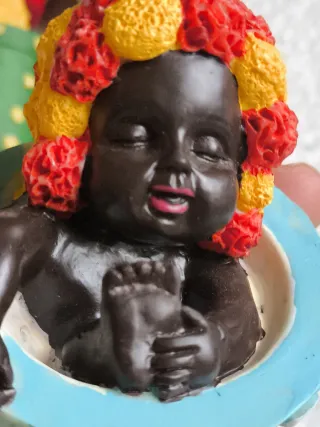 Lote 12 MACETAS DECORATIVAS CON "BEBES NEGRITOS"