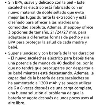 Sacaleches Eléctrico Jheppbay Manos Libres 2 pieza