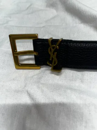 Cintura Saint Laurent Pelle Nera Logo YSL Oro