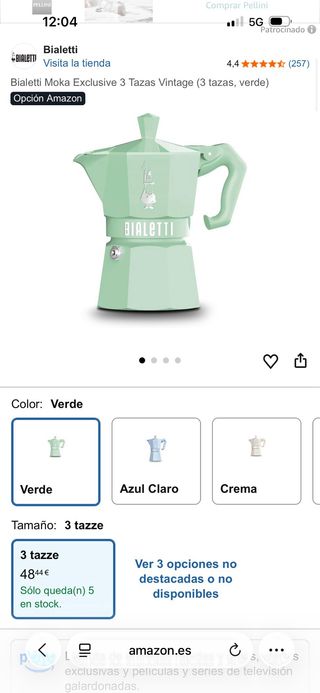 Cafetera Moka Bialetti Exclusiv Mint