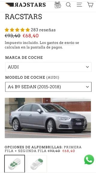 Alfombrillas Audi A4 B9 goma EVA