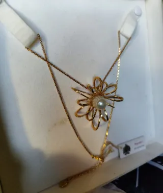 Colgante con Perla de plata 925. Bañado en Oro