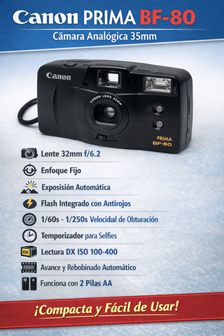 Canon Prima BF-80 Cámara 35mm Analógica