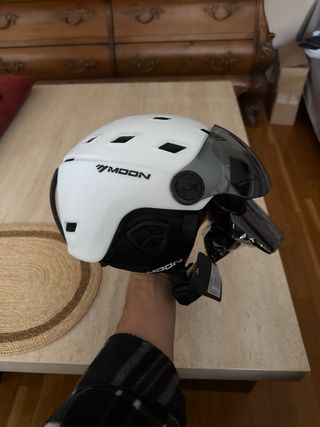 Casco de esquí blanco Talla M con visor