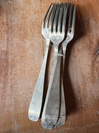 Posate antiche in alpacca n.43 pezzi