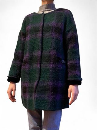 Cappotto Wu'Side a quadri verde/viola taglia S