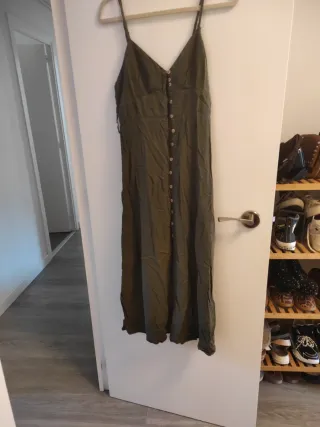 Vestido largo verde oliva