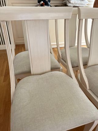 Conjunto 4 sillas comedor madera beige