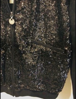 Chaqueta bomber Met negra lentejuelas Talla M