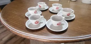 Juego 6 tazas y platillos cerámica tulipán