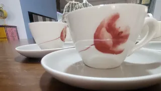 Juego 6 tazas y platillos cerámica tulipán