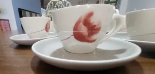 Juego 6 tazas y platillos cerámica tulipán