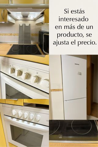 Cocina completa: horno, vitrocerámica y nevera