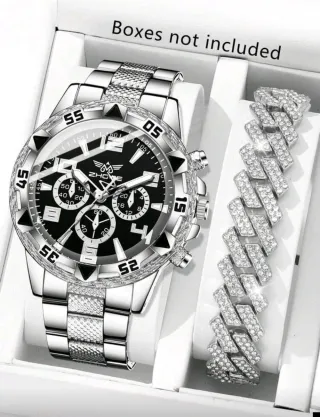 Reloj hombre Negro y Plateado